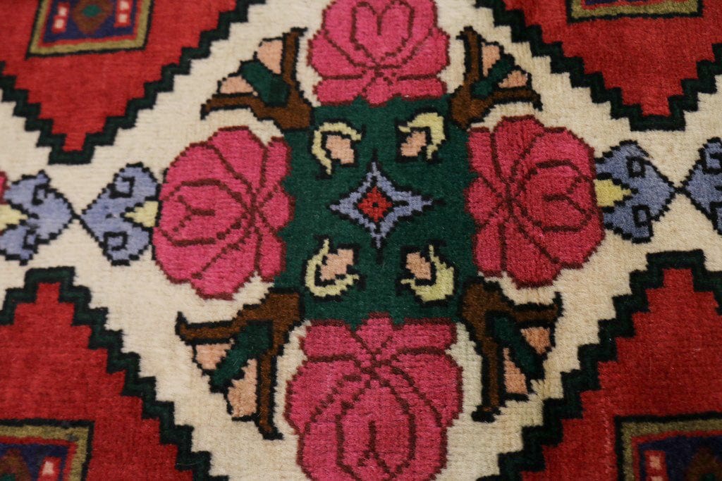 Vintage Red Floral 3X13 Bidjar Sanneh Persian Runner Rug