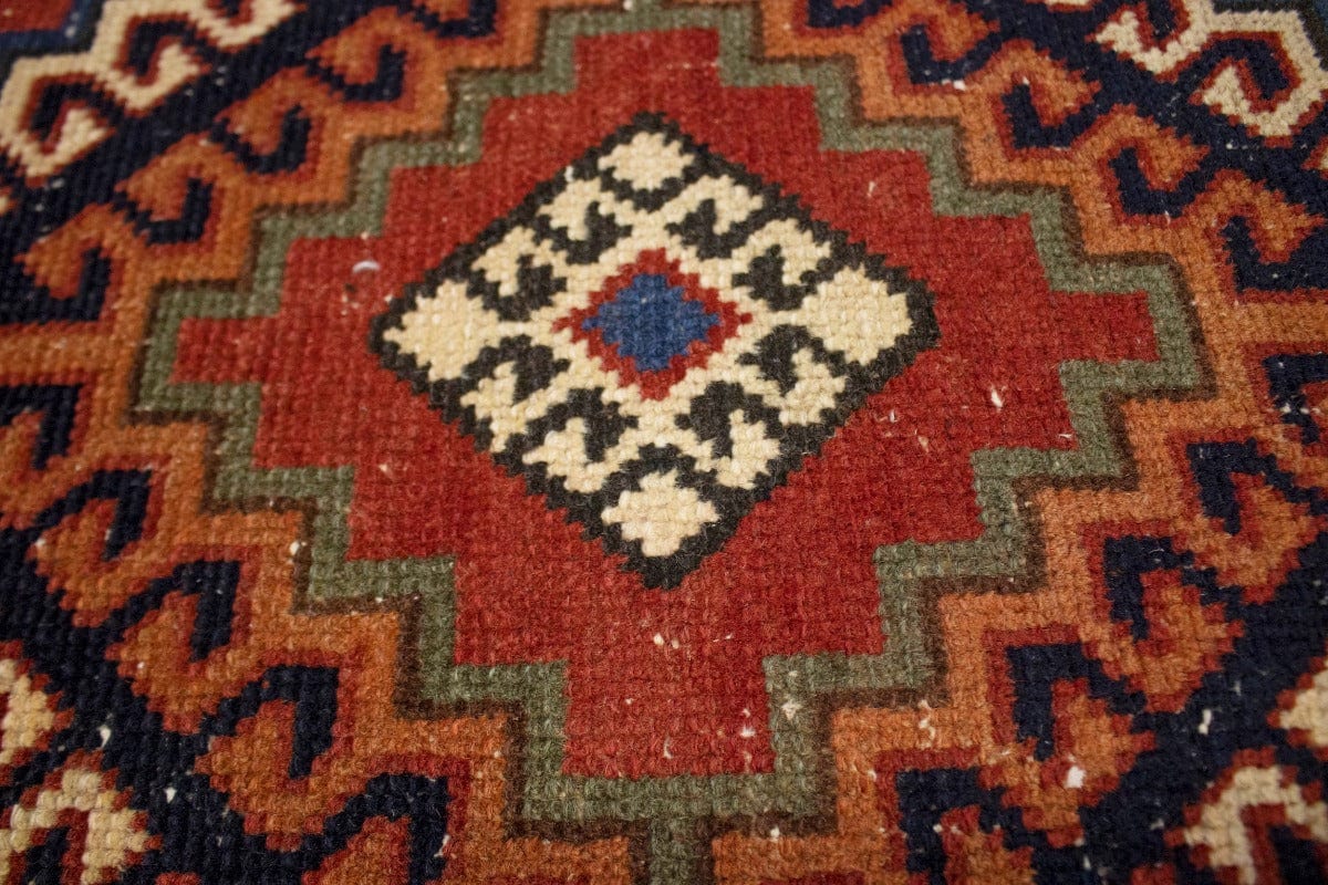 Antique Tribal Geometric 4'0X7'7 Shiraz Lori Persian Rug