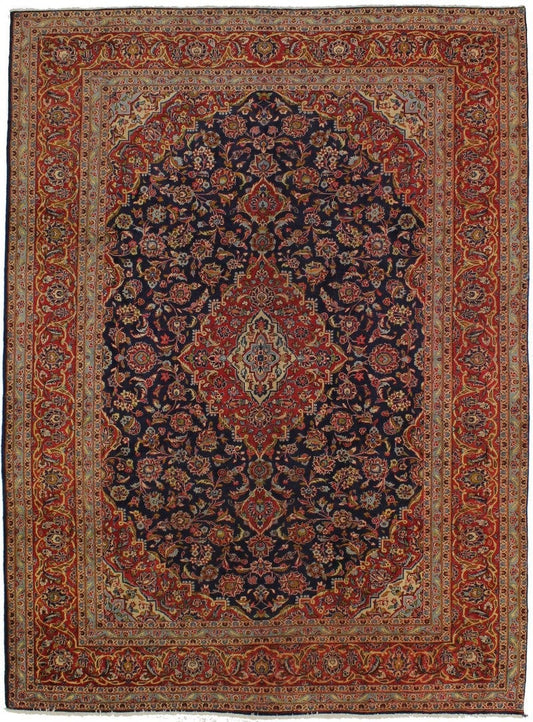 Vintage Purple-navy Traditional 10X13 Kashan Persian Rug