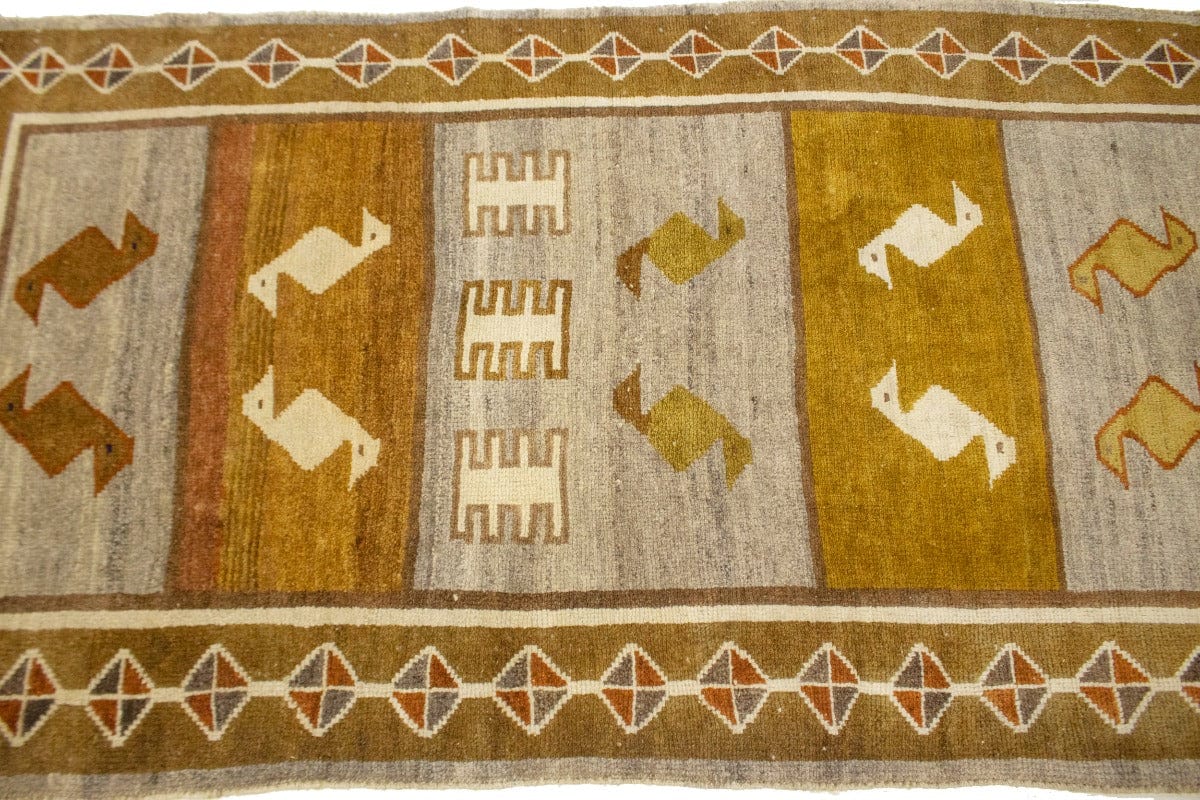 Semi Antique Multicolored Tribal 3'6X6'3 Shiraz Persian Rug