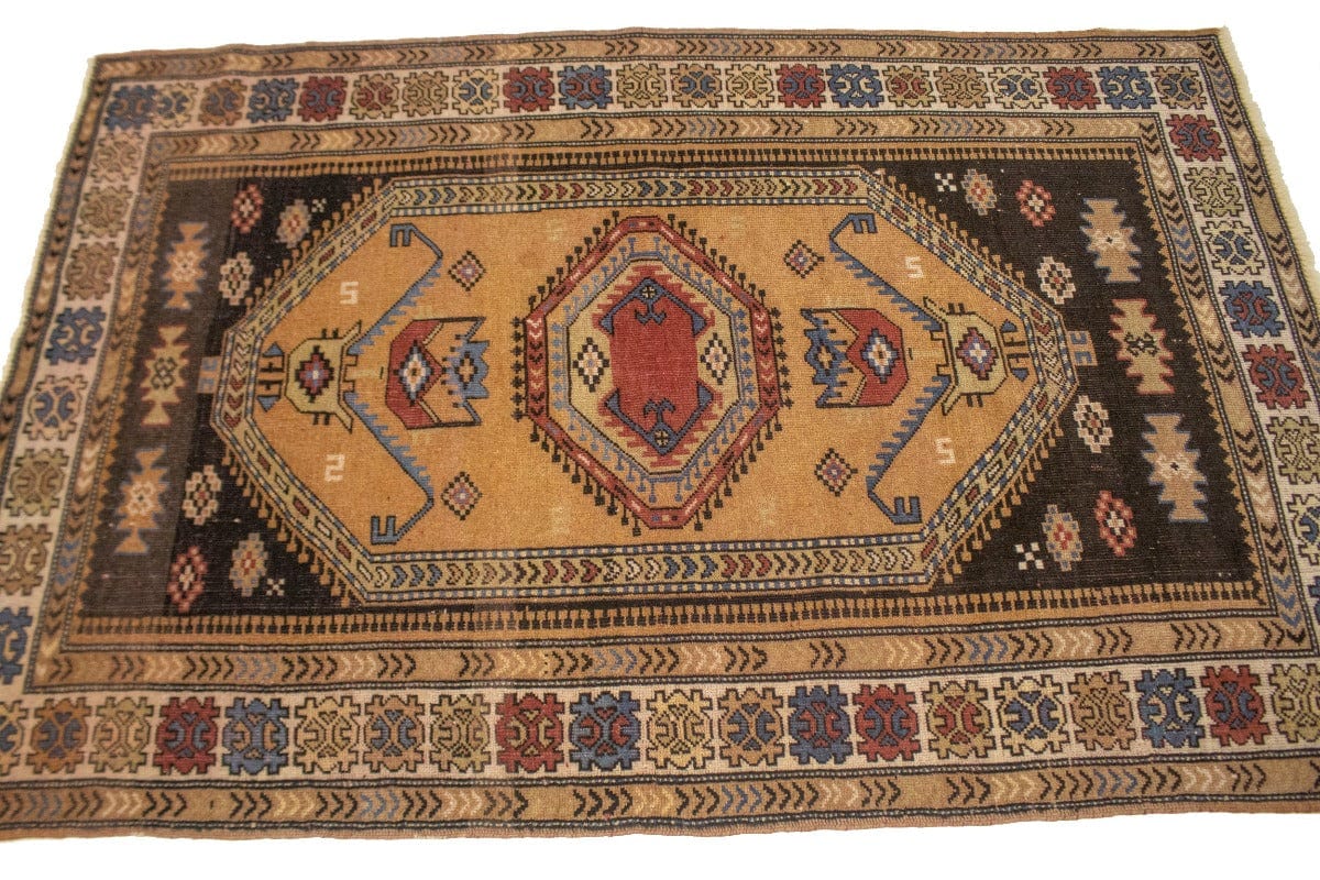 Semi Antique Tribal Geometric 4X6 Ghoochan Persian Rug