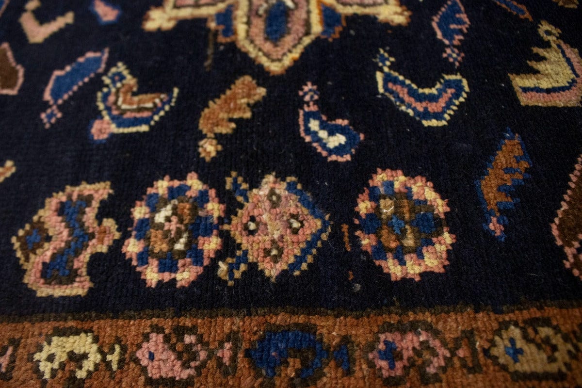 Semi Antique Dark Navy Tribal 3X6 Hamedan Persian Rug