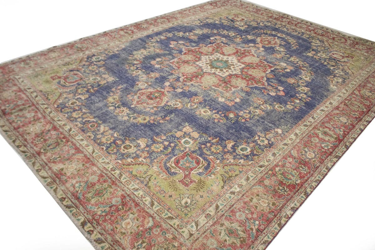 Antique Distressed Traditional Muted 9'5X13 Tabriz Persian Rug