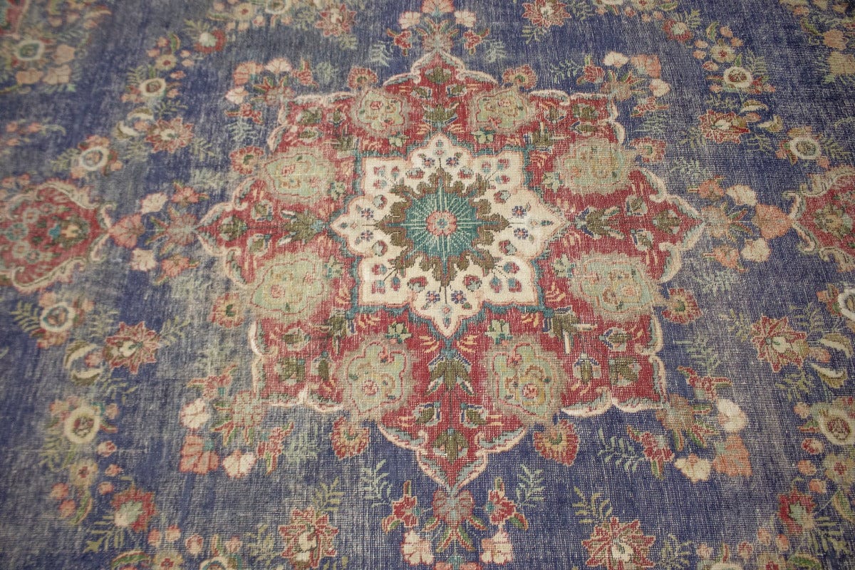 Antique Distressed Traditional Muted 9'5X13 Tabriz Persian Rug