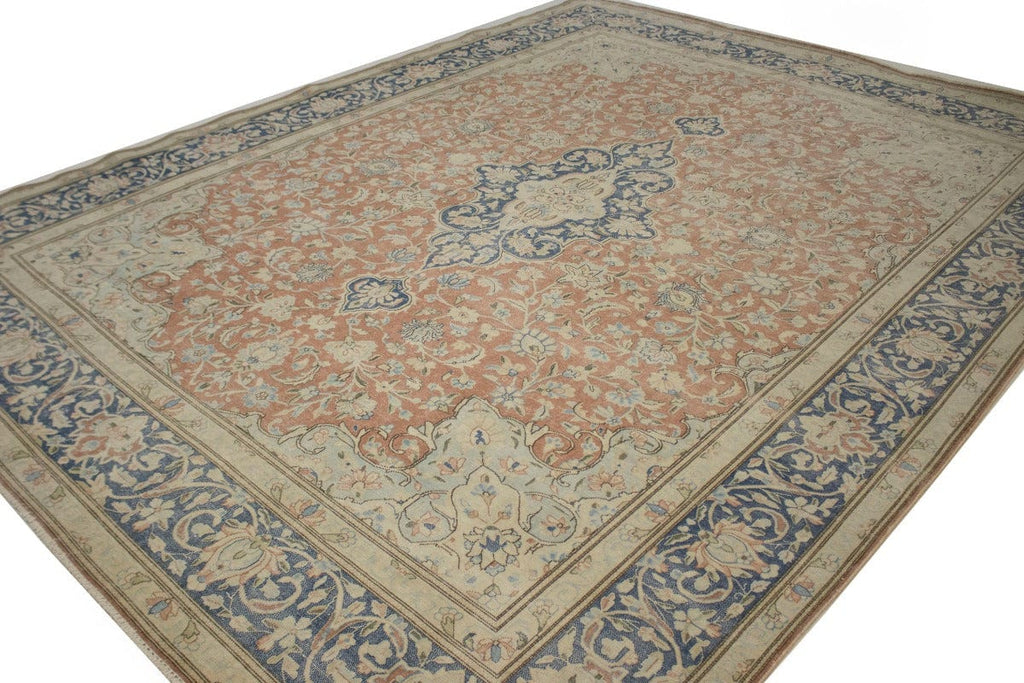 Distressed Antique Floral Classic Orange 10X13 Kerman Persian Rug