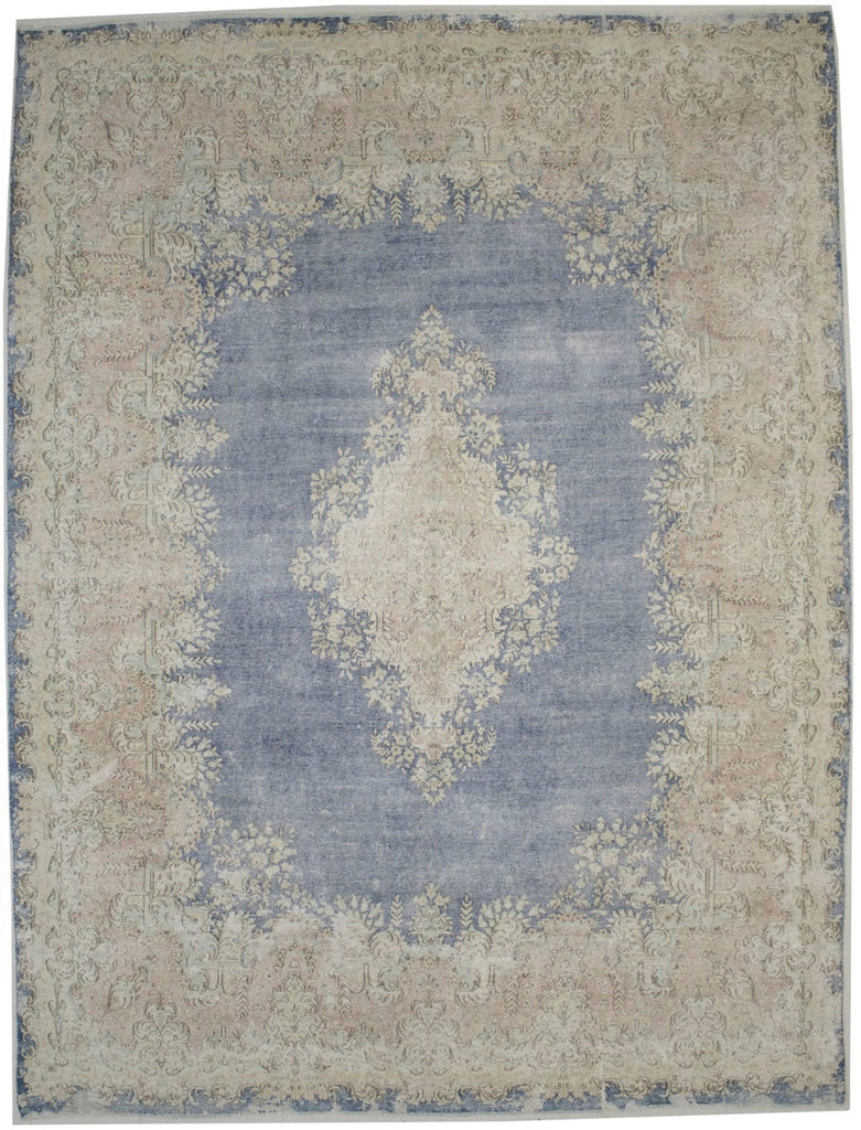 Muted Navy Blue Antique Traditional 10X13 Kerman Persian Rug