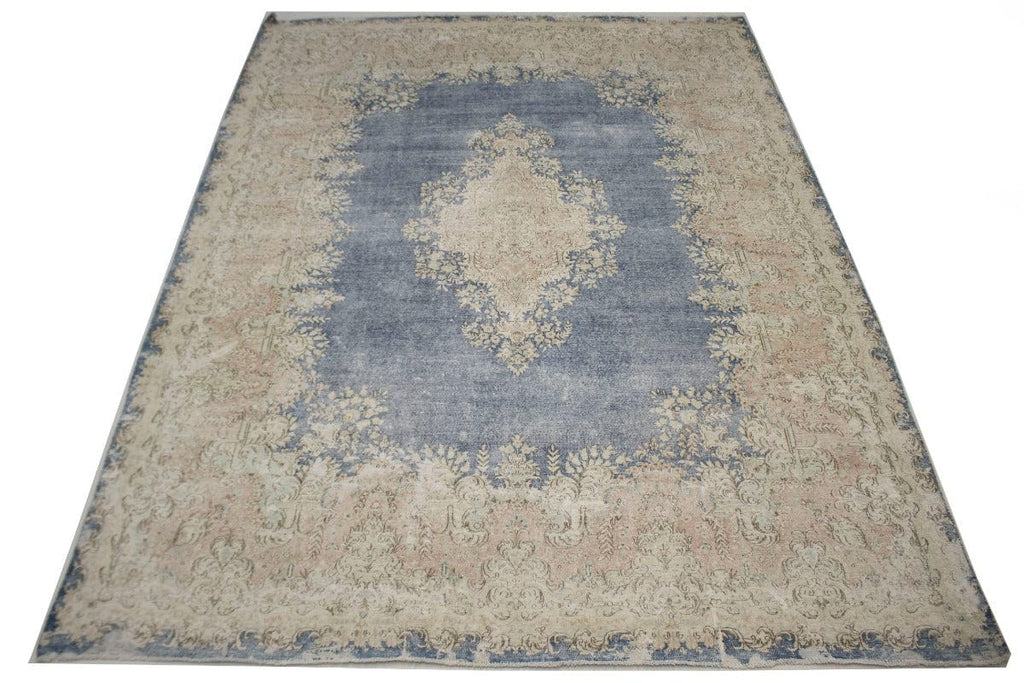 Muted Navy Blue Antique Traditional 10X13 Kerman Persian Rug