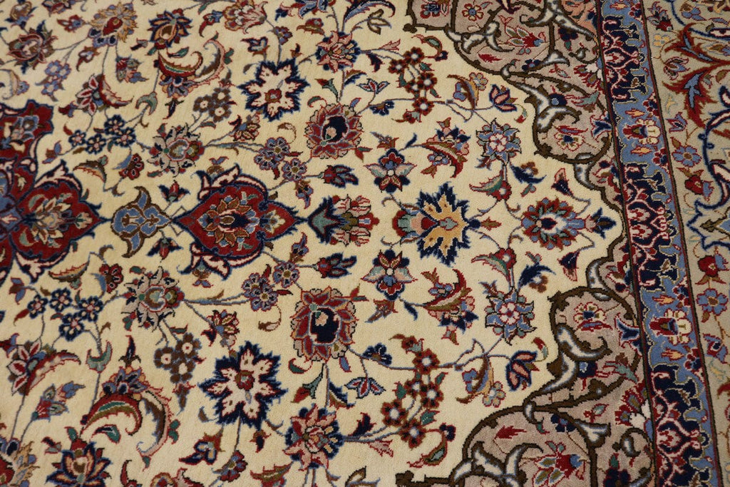 Vintage Cream Traditional 9X12 Isfahan Persian Rug