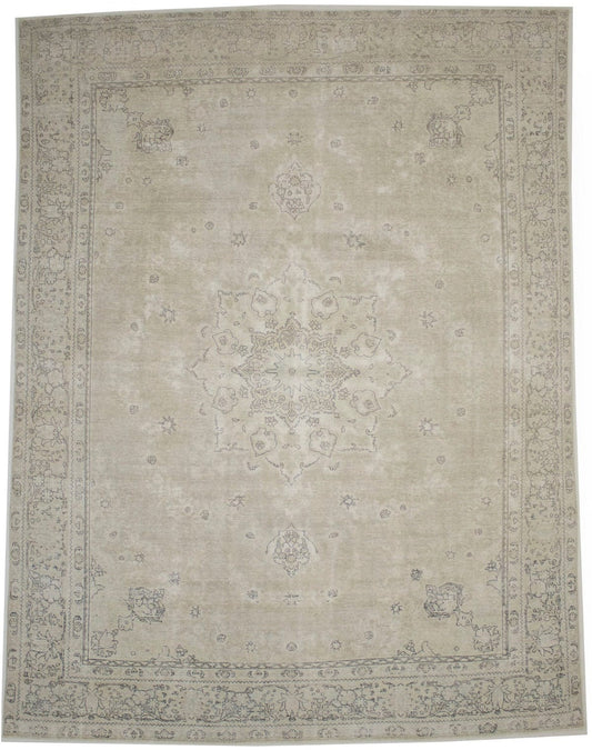 Muted Beige Antique Traditional 9'5X12'5 Tabriz Persian Rug