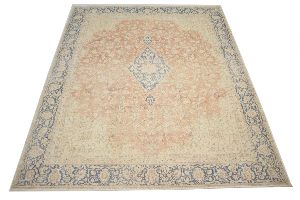 Antique Muted Distressed Floral 9'6X11'9 Kerman Persian Rug