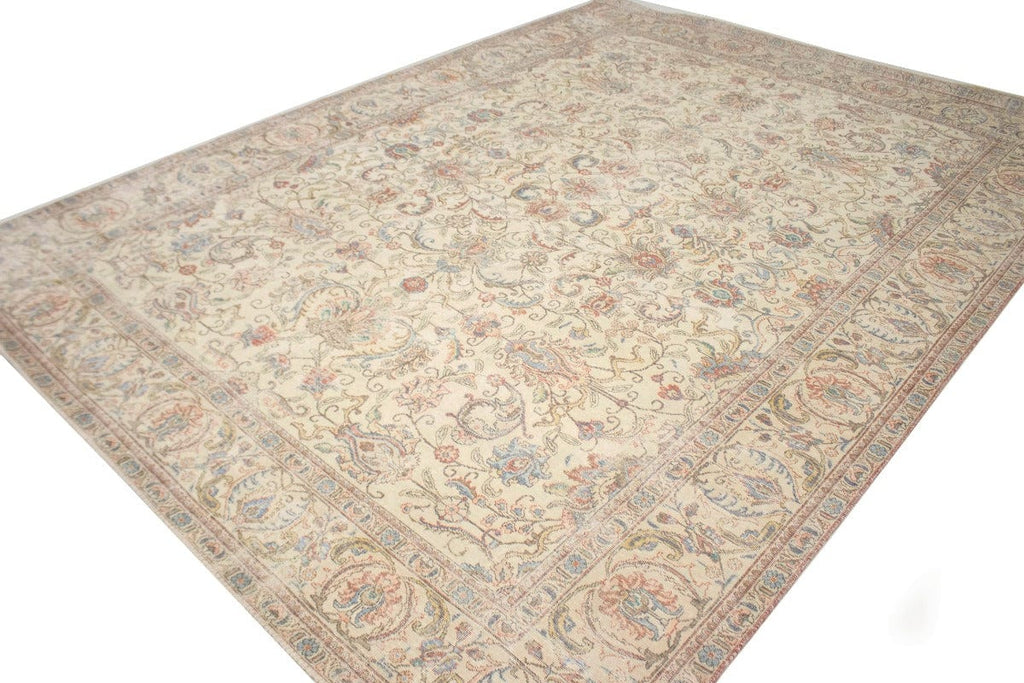 Antique Muted Floral Traditional 9X13 Tabriz Persian Rug