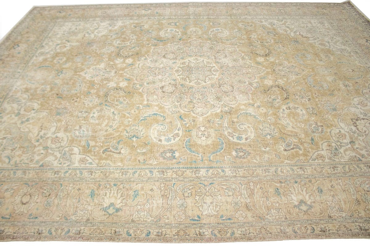 Antique Muted Brown Traditional 9'5X12'6 Tabriz Persian Rug