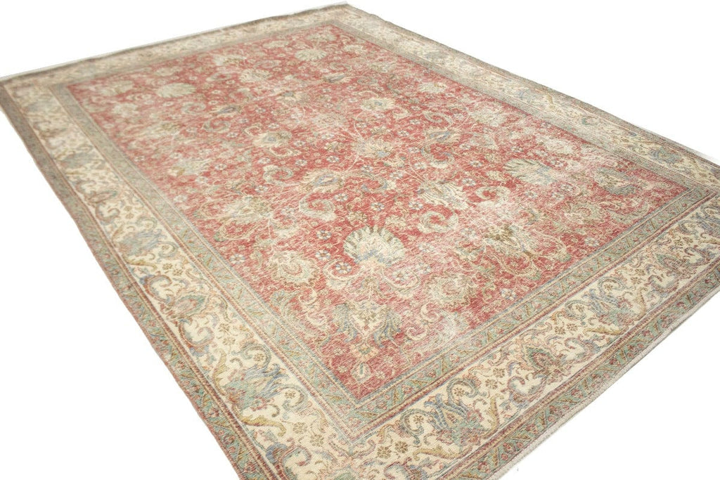 Antique Muted Distressed Floral 9'7X12'6 Tabriz Persian Rug