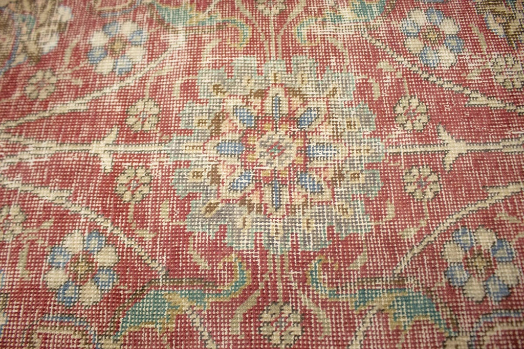 Antique Muted Distressed Floral 9'7X12'6 Tabriz Persian Rug