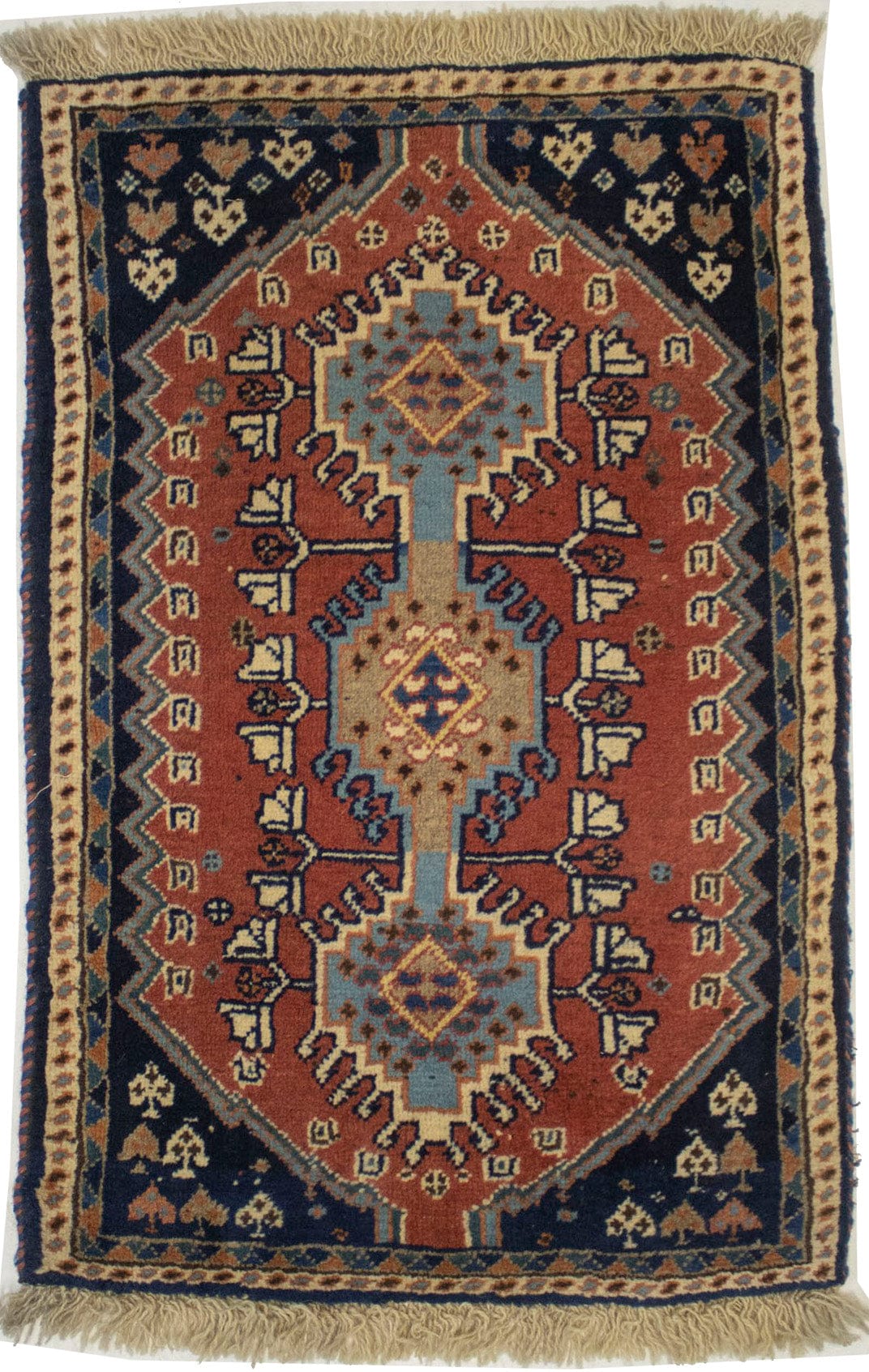 Vintage Rusty Red Tribal 1'8X2'7 Yalameh Persian Rug