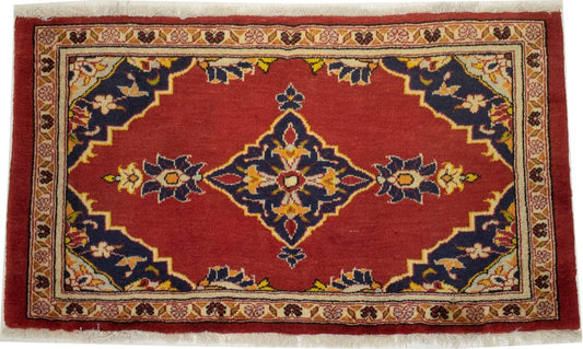 Vintage Red Floral 2X4 Kashan Persian Rug