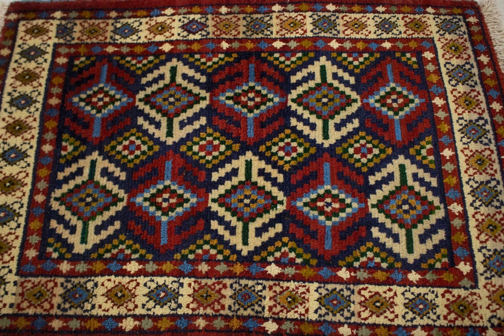 Vintage Tribal Geometric 2X3 Turkoman Persian Rug