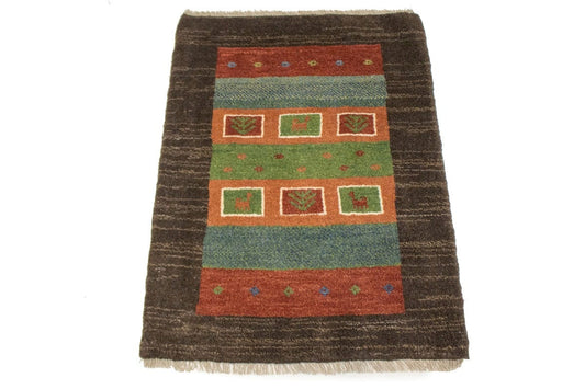 Multicolored Bordered Tribal 2X3 Gabbeh Persian Rug