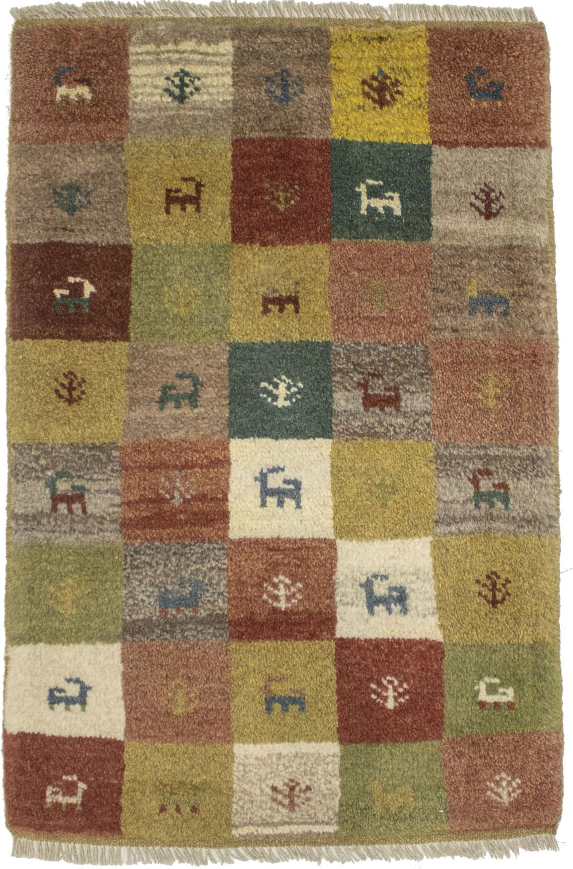 Multicolored Tribal Checkered 2X3 Gabbeh Persian Rug