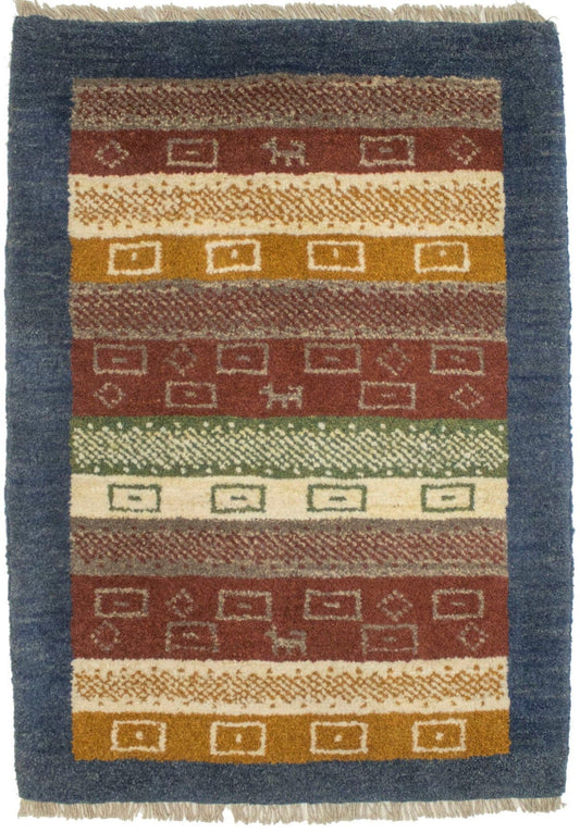 Multicolored Tribal Bordered 2X3 Gabbeh Persian Rug