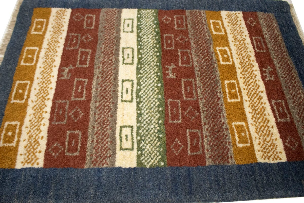 Multicolored Tribal Bordered 2X3 Gabbeh Persian Rug