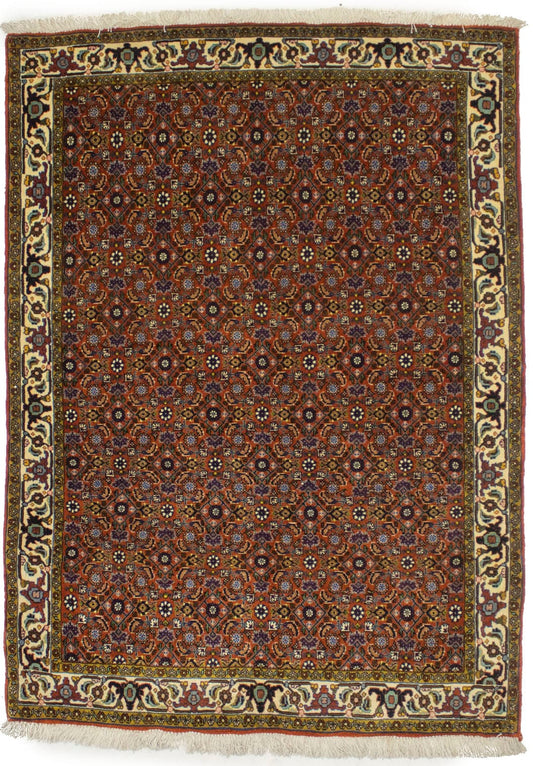 Vintage Orange Floral 4X5 Bidjar Persian Oriental Rug