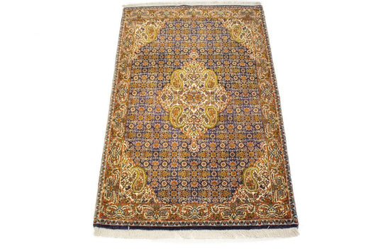 Vintage Purple-navy Floral 3'5X5'6 Bidjar Persian Rug