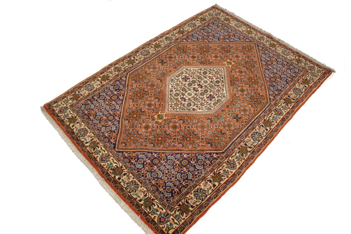 Vintage Orange Floral 3'9X5'7 Bidjar Persian Rug