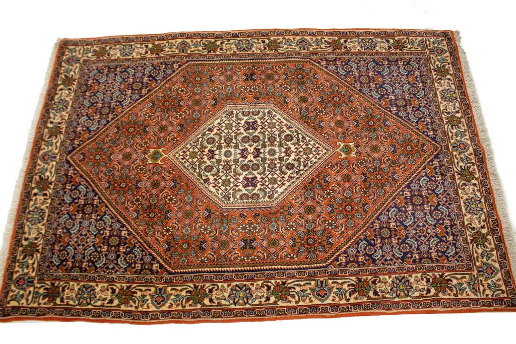 Vintage Orange Floral 3'9X5'7 Bidjar Persian Rug