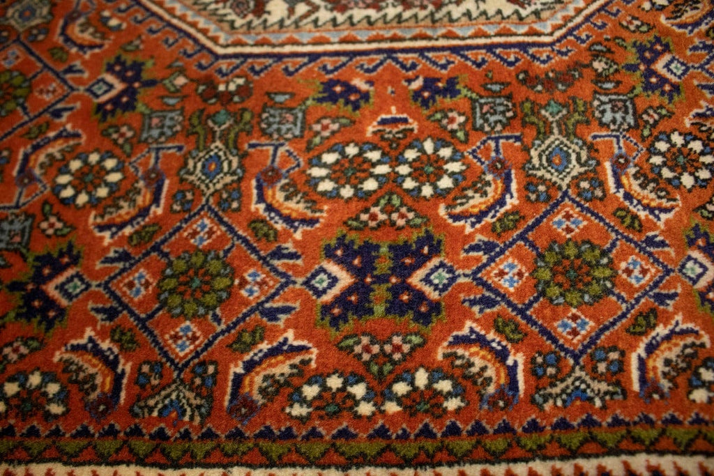 Vintage Orange Floral 3'9X5'7 Bidjar Persian Rug