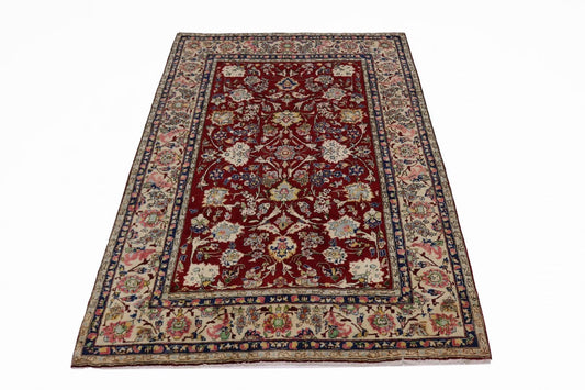 Vintage Red Traditional 7X11 Tabriz Persian Rug