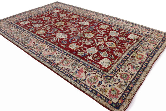 Vintage Red Traditional 7X11 Tabriz Persian Rug