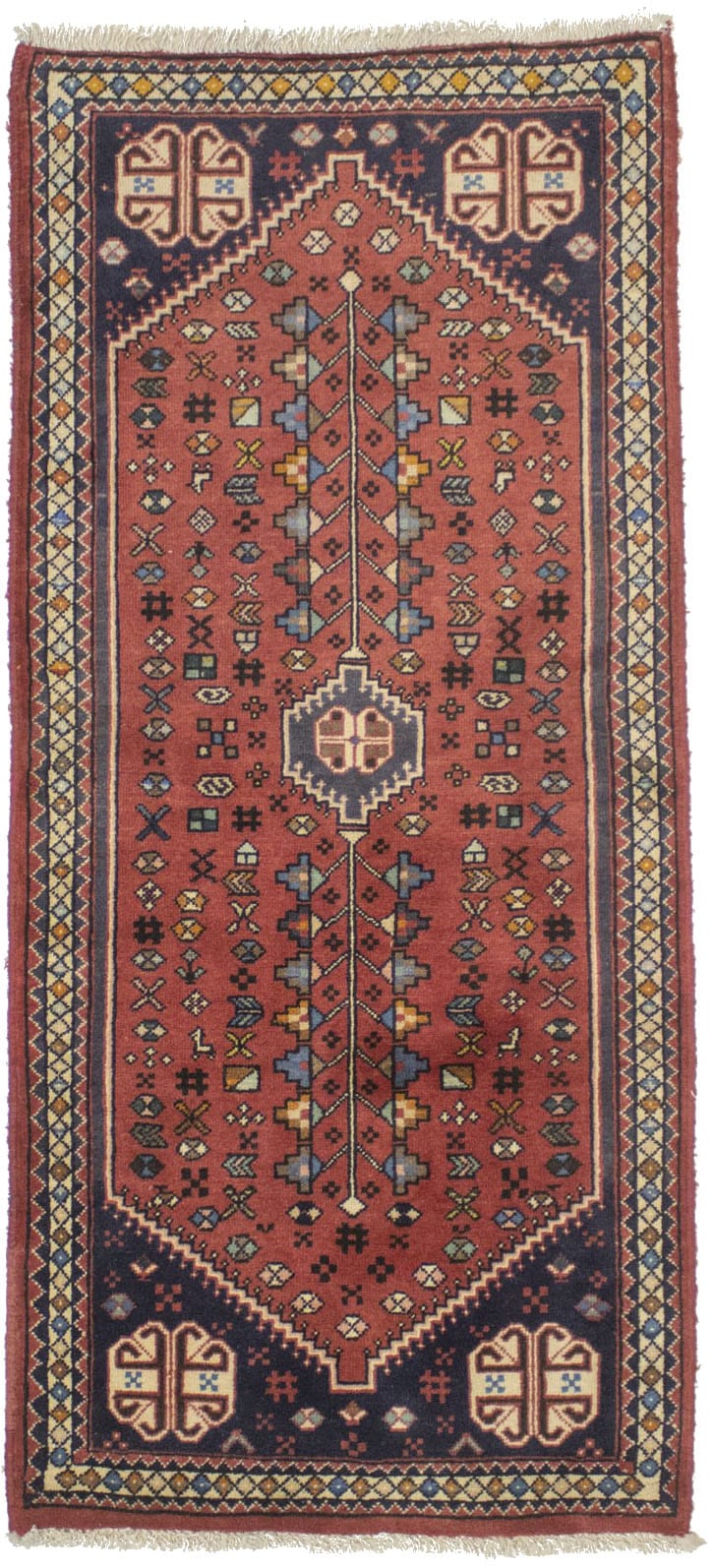 Vintage Rusty Red Tribal 2X5 Abadeh Shiraz Persian Rug