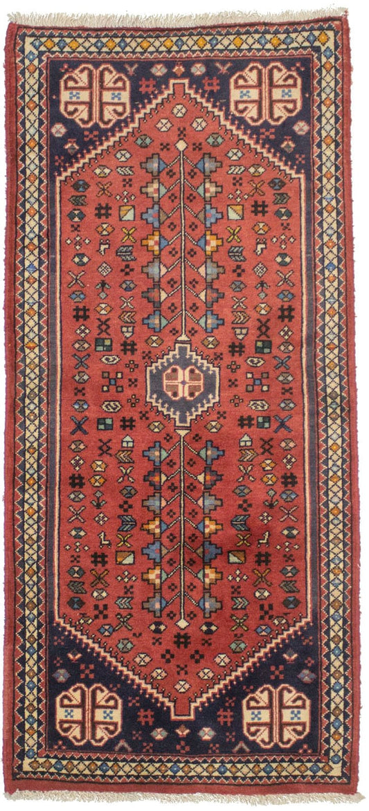 Vintage Rusty Red Tribal 2X5 Abadeh Shiraz Persian Rug