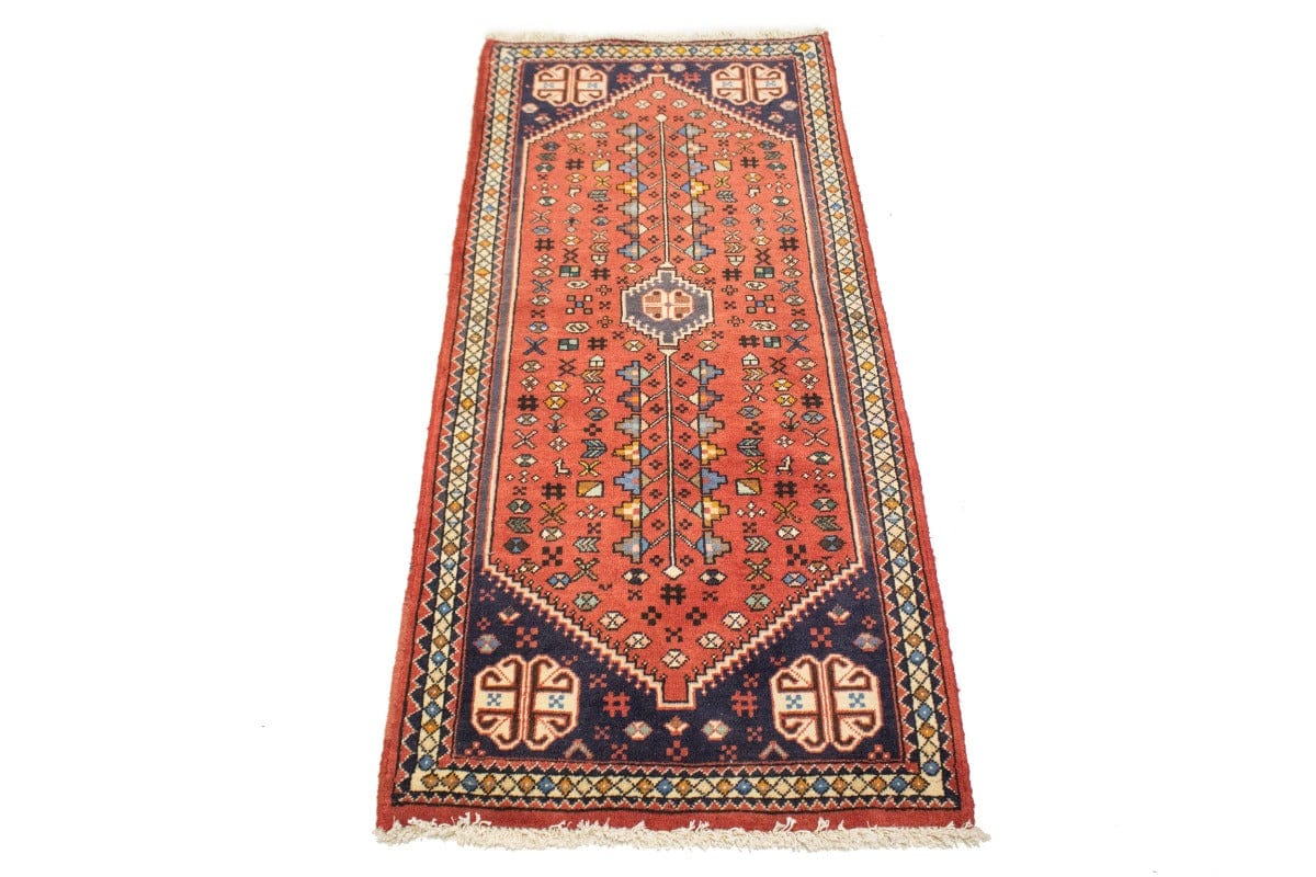 Vintage Rusty Red Tribal 2X5 Abadeh Shiraz Persian Rug