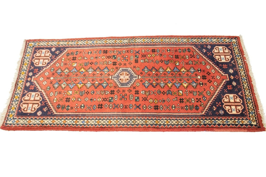 Vintage Rusty Red Tribal 2X5 Abadeh Shiraz Persian Rug