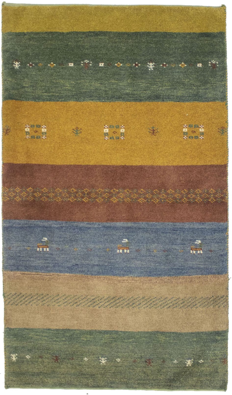 Vintage Tribal Multicolored Stripes 3X5 Gabbeh Persian Rug