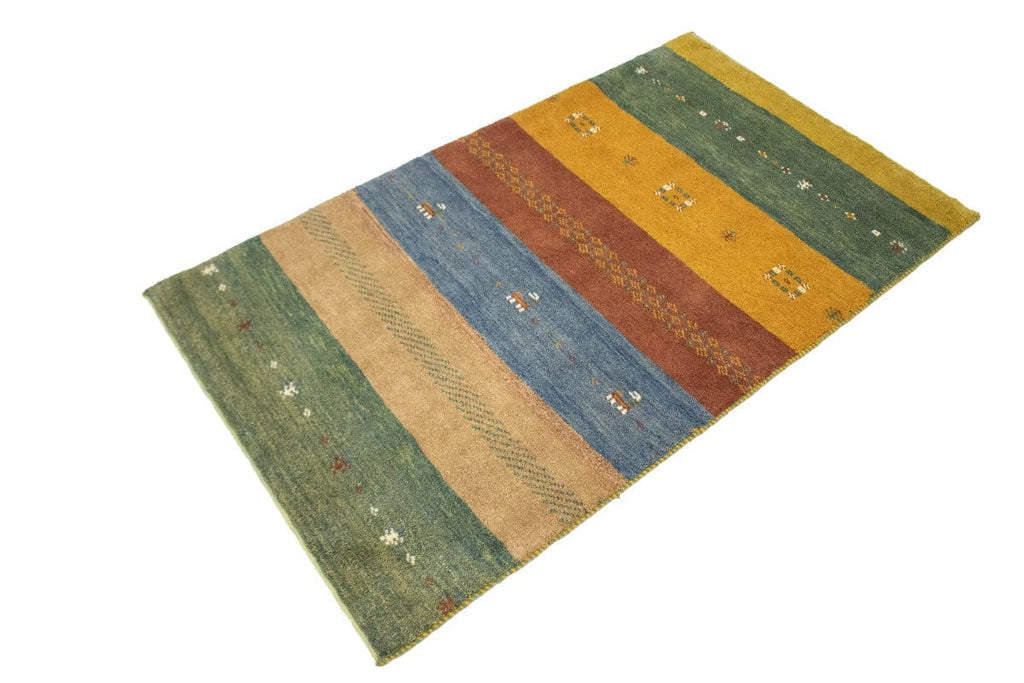 Vintage Tribal Multicolored Stripes 3X5 Gabbeh Persian Rug