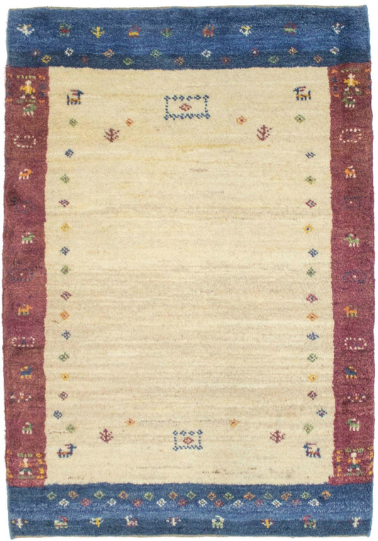Vintage Bordered Tribal 3X4 Gabbeh Persian Rug