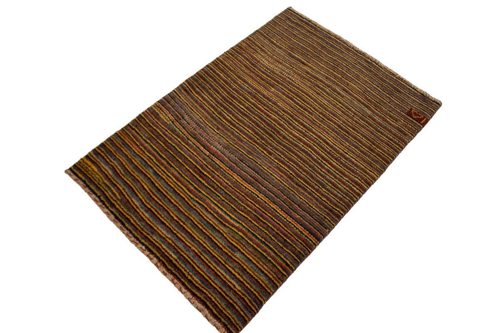 Vintage Multicolored Stripes Tribal 3X4 Gabbeh Persian Rug