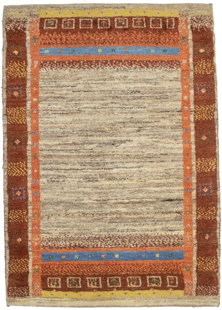 Vintage Tribal Bordered 3X4 Gabbeh Persian Rug