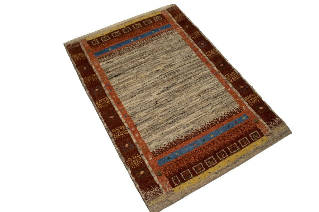 Vintage Tribal Bordered 3X4 Gabbeh Persian Rug