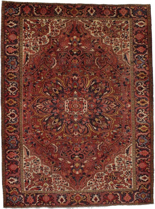 Vintage Rusty Red Floral 8'5X11'5 Heriz Persian Rug