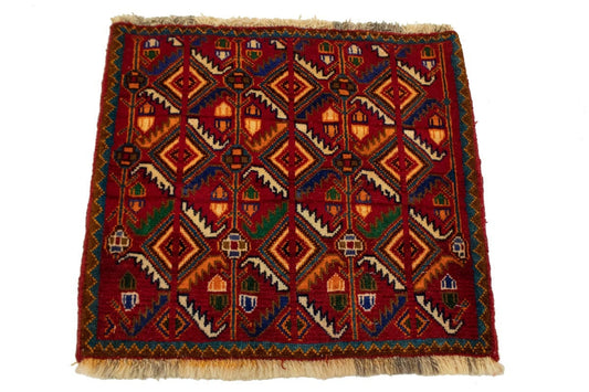 Vintage Tribal Red 2X2 Shiraz Lori Persian Square Rug