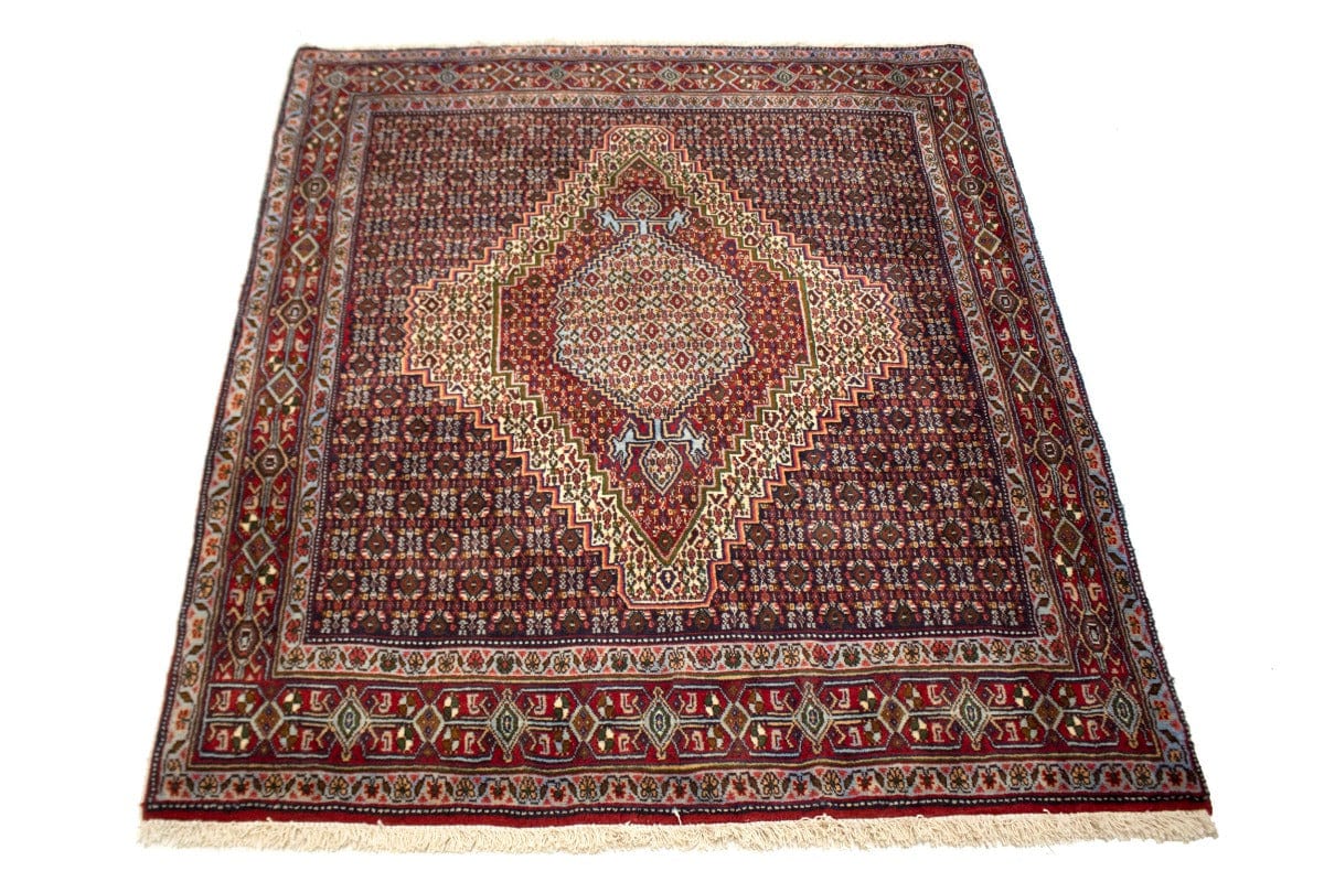 Vintage Floral Orange-red 4X5 Bidjar Sanneh Persian Rug