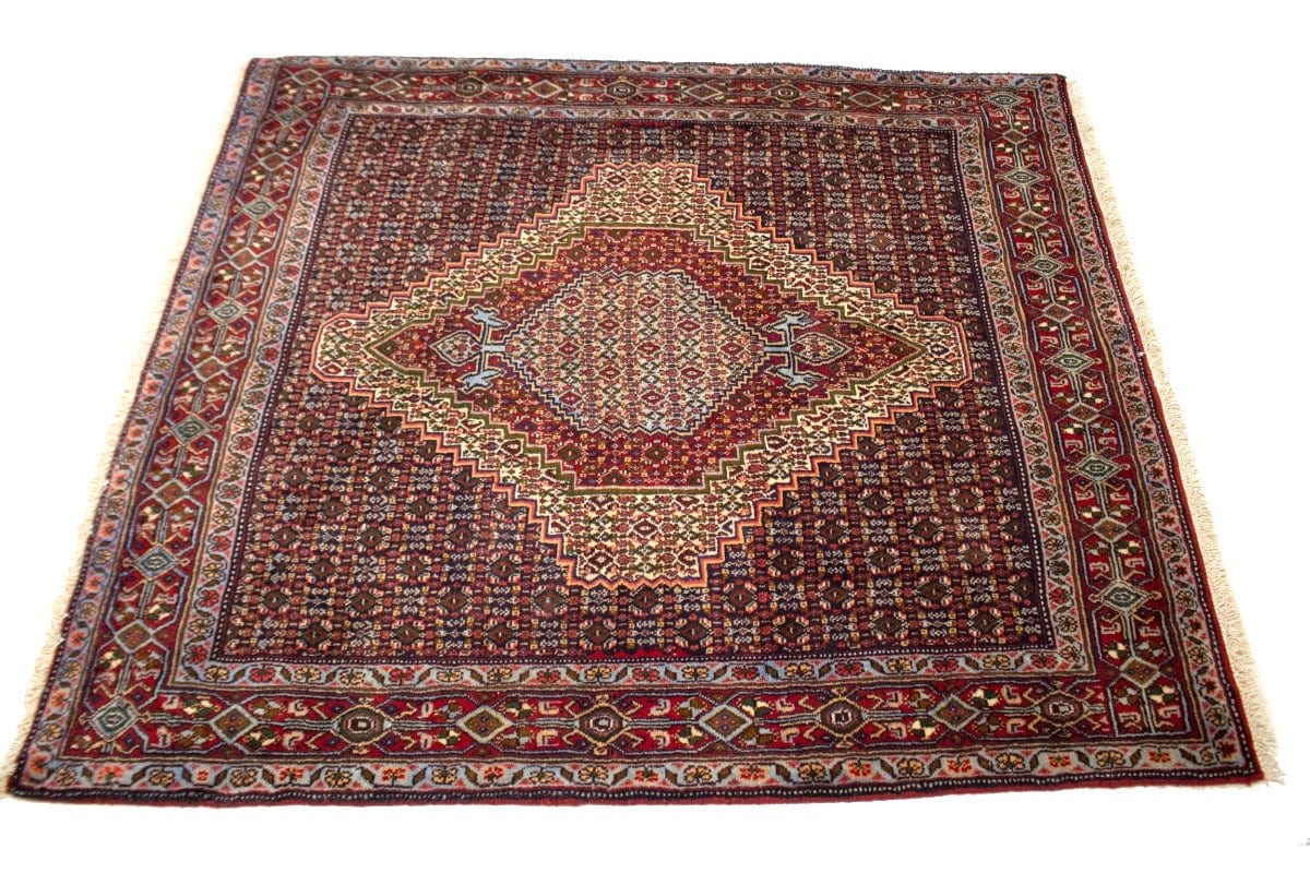 Vintage Floral Orange-red 4X5 Bidjar Sanneh Persian Rug