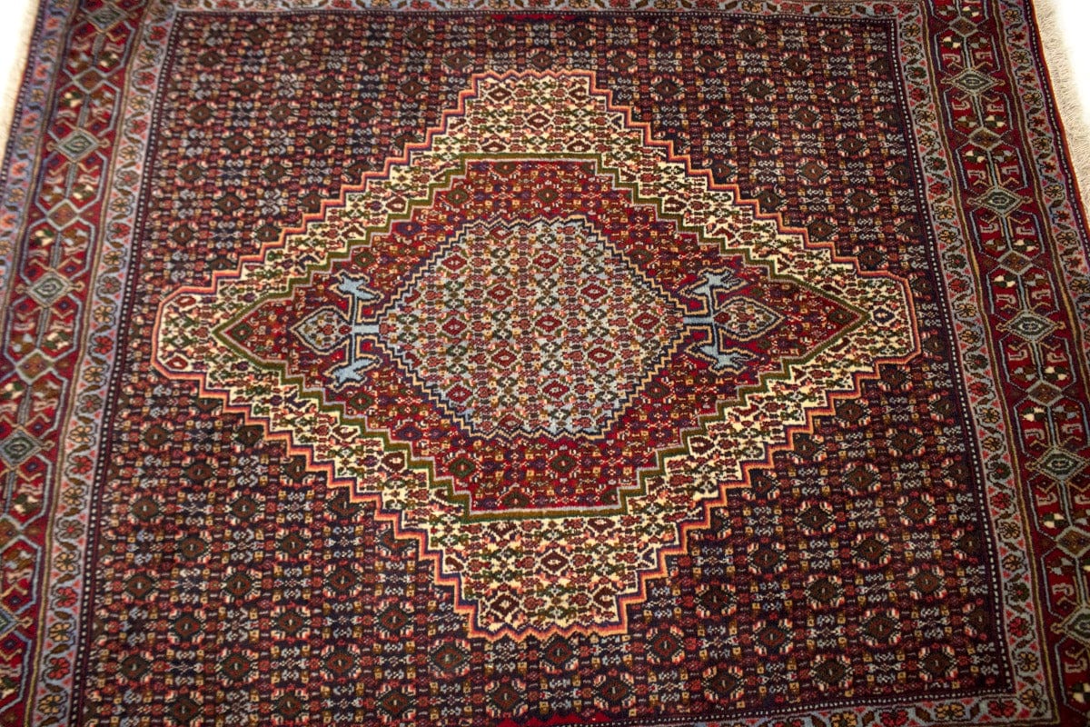 Vintage Floral Orange-red 4X5 Bidjar Sanneh Persian Rug