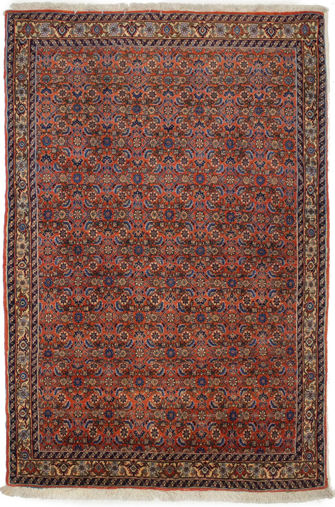 Vintage Dark Orange Floral 3'8X5'5 Bidjar Persian Rug