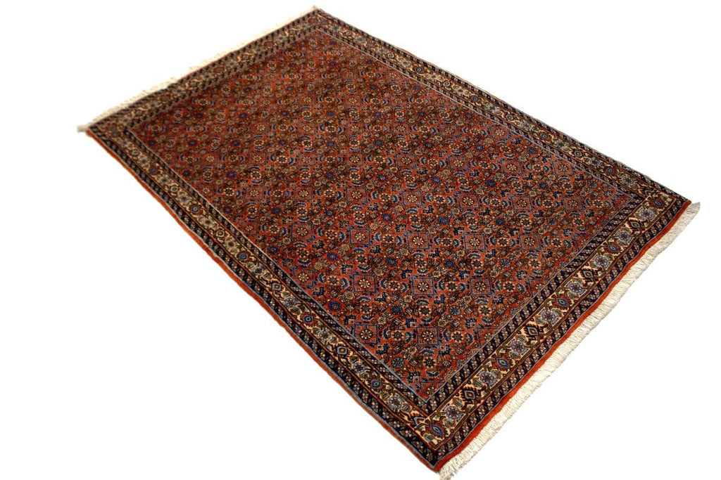 Vintage Dark Orange Floral 3'8X5'5 Bidjar Persian Rug