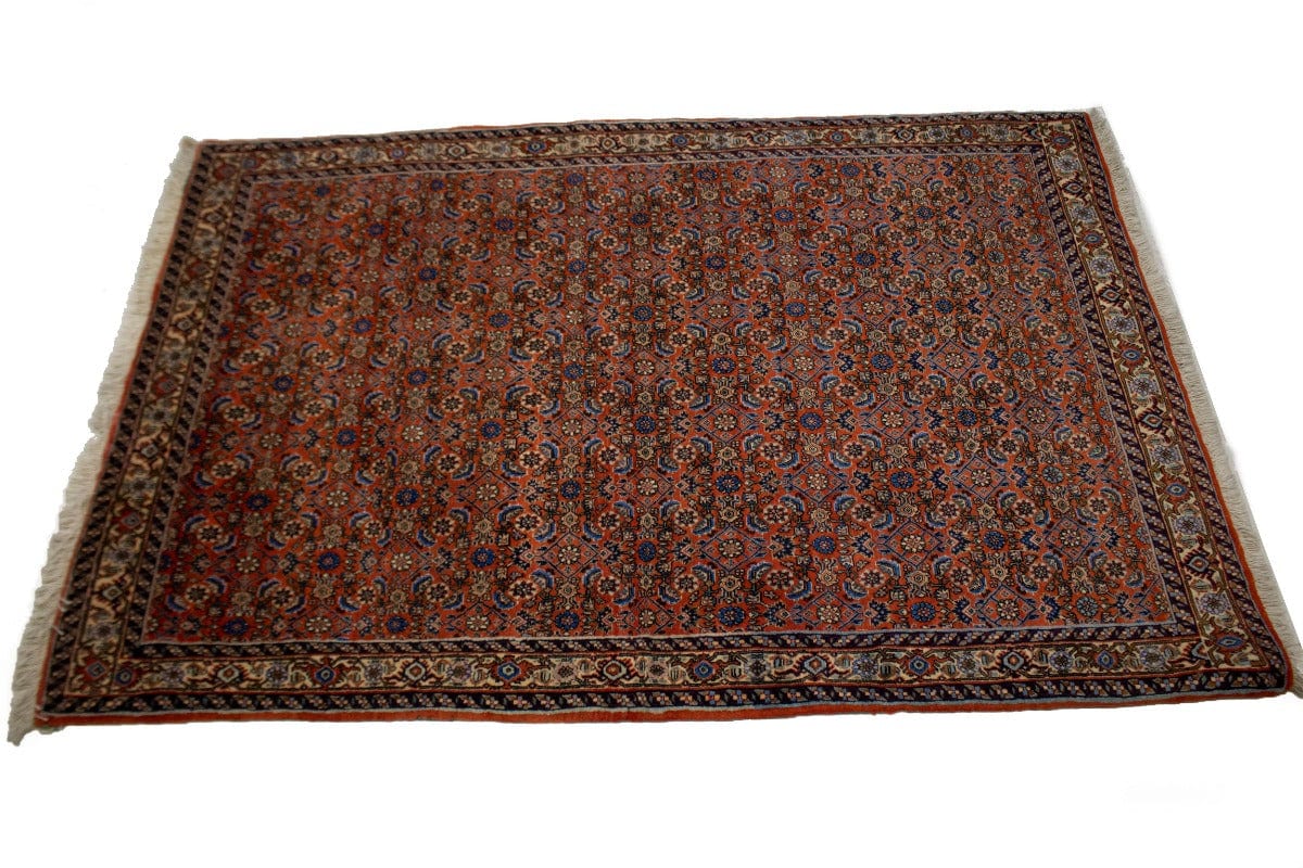 Vintage Dark Orange Floral 3'8X5'5 Bidjar Persian Rug